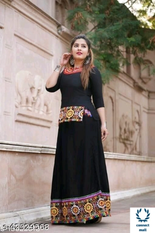 Stylish RETRO Women Ethenic Embroidered Rayon Skirts And Tops - XL